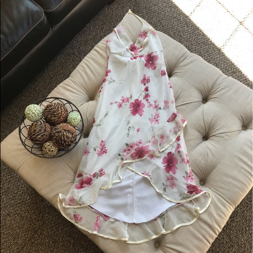 White Floral Halter Dress